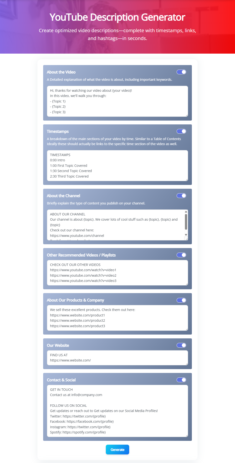 YouTube Description Generator